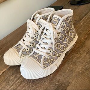 Tory Burch Buddy high top canvas sneakers - Gemini Link print. Off white size 8